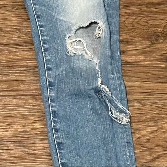 AG-ED Adriano Goldschmied Distressed Torn Lightwash Legging Ankle Jeans Size 27R - Picture 4 of 14
